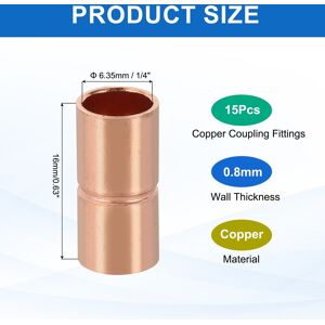 Unique Straight Copper Coupling Fittings, Rolled Tube Stop Straight Pipe Fitting Welding Joint for HVAC - Yellow 15Pcs, 6.35mm Unique Straight Copper Coupling Fittings, Rolled Tube Stop Straight Pipe Fitting Welding Joint for HVAC - Yellow 15Pcs, 6.35mm