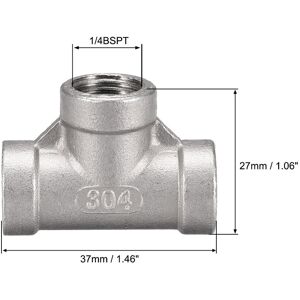 Unique Stainless Steel 304 Cast Pipe Fitting 1/4BSPT Tee Shaped Connector Coupler 2pcs - Silver Silver 1/4BSPT Unique Stainless Steel 304 Cast Pipe Fitting 1/4BSPT Tee Shaped Connector Coupler 2pcs - Silver Silver 1/4BSPT