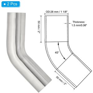 Unique 45 Degree Bend Elbow, OD Sanitary Exhaust Pipe Elbow Intercooler Pipe Mandrel Elbow Connector Tube - Silver 2 Pcs, 28mm (1 1/8in) OD Unique 45 Degree Bend Elbow, OD Sanitary Exhaust Pipe Elbow Intercooler Pipe Mandrel Elbow Connector Tube - Silver 2 Pcs, 28mm (1 1/8in) OD
