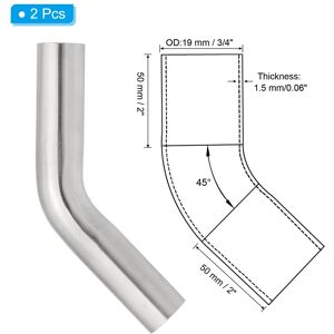 Unique 45 Degree Bend Elbow, OD Sanitary Exhaust Pipe Elbow Intercooler Pipe Mandrel Elbow Connector Tube - Silver 2 Pcs, 19mm (3/4in) OD Unique 45 Degree Bend Elbow, OD Sanitary Exhaust Pipe Elbow Intercooler Pipe Mandrel Elbow Connector Tube - Silver 2 Pcs, 19mm (3/4in) OD
