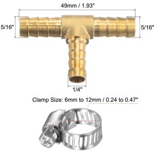 Unique Hose Barb Tee Pipe Connector with Clamps - Copper Color 5/16 Unique Hose Barb Tee Pipe Connector with Clamps - Copper Color 5/16