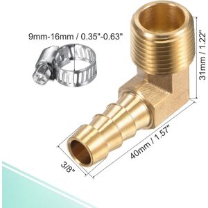 Unique Brass Hose Barb Fitting Elbow NPT Male Threaded Right Angle Pipe Connector with Stainless Steel Hose Clamp - Silver 3/8 Unique Brass Hose Barb Fitting Elbow NPT Male Threaded Right Angle Pipe Connector with Stainless Steel Hose Clamp - Silver 3/8