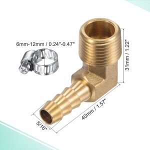 Unique Brass Hose Barb Fitting Elbow NPT Male Thread Right Angle Pipe Connector with Stainless Steel Hose Clamp - Silver 5/16 Unique Brass Hose Barb Fitting Elbow NPT Male Thread Right Angle Pipe Connector with Stainless Steel Hose Clamp - Silver 5/16