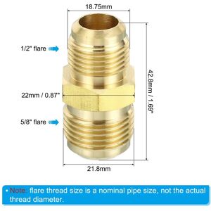 Unique Brass Flare Union Connector, Gas Adapter Brass Tube Coupler Pipe Fitting for Hose Fitting - Gold Tone 1/2 Unique Brass Flare Union Connector, Gas Adapter Brass Tube Coupler Pipe Fitting for Hose Fitting - Gold Tone 1/2