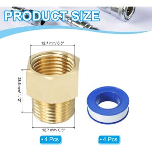 Unique Brass Pipe Fitting Hex Bushing with Sealing Tape, Reducer Adapter Pipe Extension Fittings for Tub Spout Shower - Golden 4 Set, 1/2 Unique Brass Pipe Fitting Hex Bushing with Sealing Tape, Reducer Adapter Pipe Extension Fittings for Tub Spout Shower - Golden 4 Set, 1/2