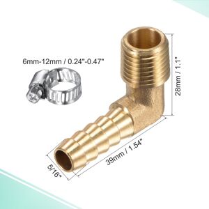 Unique Brass Hose Barb Fitting Elbow NPT Male Thread Right Angle Pipe Connector with Stainless Steel Hose Clamp - Silver 5/16 Unique Brass Hose Barb Fitting Elbow NPT Male Thread Right Angle Pipe Connector with Stainless Steel Hose Clamp - Silver 5/16