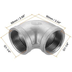 Unique Stainless Steel Elbow Fittings Threaded Adapter Pipe Fitting for Connecting Water Pipes Air Hose Tube Coupling - Silver G1-1/4 Unique Stainless Steel Elbow Fittings Threaded Adapter Pipe Fitting for Connecting Water Pipes Air Hose Tube Coupling - Silver G1-1/4