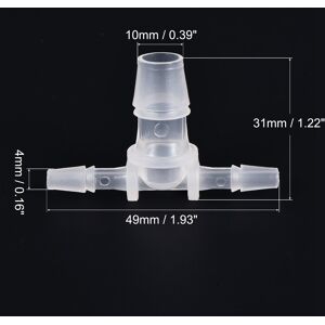 Unique PP Reducing Barb Hose Fitting T Shape OD Pipe Connector - Translucent 4x10x4mm Unique PP Reducing Barb Hose Fitting T Shape OD Pipe Connector - Translucent 4x10x4mm