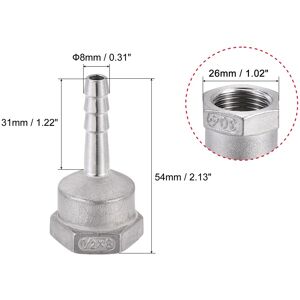 Unique Barb Hose Fitting Connector Adapter Female Pipe with Hose Clamps - Silver 8mm Unique Barb Hose Fitting Connector Adapter Female Pipe with Hose Clamps - Silver 8mm