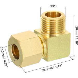 Unique Brass Compression Flare Tube Fitting, 90 Degree Elbow Pipe Tube Fitting for Plumbing, Hose Connector - Gold Tone G3/8x10mm, 1Pcs Unique Brass Compression Flare Tube Fitting, 90 Degree Elbow Pipe Tube Fitting for Plumbing, Hose Connector - Gold Tone G3/8x10mm, 1Pcs