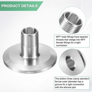 Unique Pack Tri Sanitary Clamp Fittings to NTP Male Thread Stainless Steel Pipe Fitting for Food/Home Brew Adapter Connector 2 Pack 1.5 Unique Pack Tri Sanitary Clamp Fittings to NTP Male Thread Stainless Steel Pipe Fitting for Food/Home Brew Adapter Connector 2 Pack 1.5