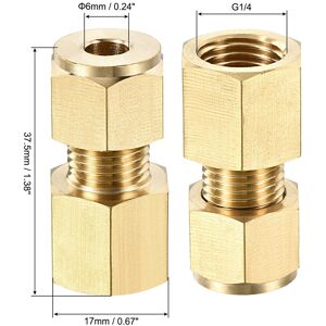 Unique Compression Tube Fitting Female Thread Tube Straight Coupling Adapters Brass - Copper Color 6mm Unique Compression Tube Fitting Female Thread Tube Straight Coupling Adapters Brass - Copper Color 6mm