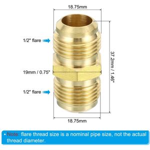 Unique Brass Flare Union Connector, Gas Adapter Brass Tube Coupler Pipe Fitting for Hose Fitting - Gold Tone 1/2 Unique Brass Flare Union Connector, Gas Adapter Brass Tube Coupler Pipe Fitting for Hose Fitting - Gold Tone 1/2