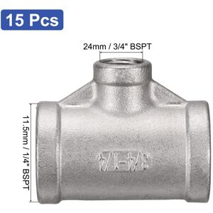 Unique Stainless Steel 304 Cast Pipe Fitting Tee Shaped Connector Coupler - Silver 3/4 BSPT x 1/4 BSPT x 3/4 BSPT, 15pcs Unique Stainless Steel 304 Cast Pipe Fitting Tee Shaped Connector Coupler - Silver 3/4 BSPT x 1/4 BSPT x 3/4 BSPT, 15pcs