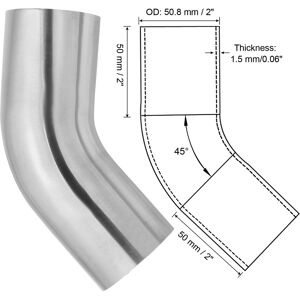 Unique 45 Degree Bend Elbow, OD Sanitary Exhaust Pipe Elbow Intercooler Pipe Mandrel Elbow Connector Tube - Silver 1 Pcs, 50.8mm (2in) OD Unique 45 Degree Bend Elbow, OD Sanitary Exhaust Pipe Elbow Intercooler Pipe Mandrel Elbow Connector Tube - Silver 1 Pcs, 50.8mm (2in) OD