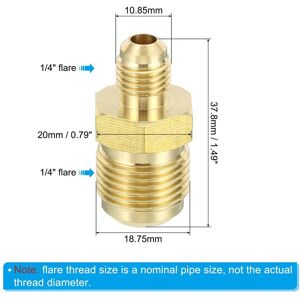 Unique Brass Flare Union Connector, Gas Adapter Brass Tube Coupler Pipe Fitting for Hose Fitting - Gold Tone 1/4 Unique Brass Flare Union Connector, Gas Adapter Brass Tube Coupler Pipe Fitting for Hose Fitting - Gold Tone 1/4
