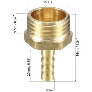 Unique Brass Barb Hose Fitting, Barbed to Female Pipe Connector Adapter - Copper Color 6mm x 1/2 PT Unique Brass Barb Hose Fitting, Barbed to Female Pipe Connector Adapter - Copper Color 6mm x 1/2 PT