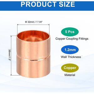 Unique Straight Copper Coupling Fittings, Rolled Tube Stop Straight Pipe Fitting Welding Joint - Yellow 5Pcs, 1 1/4 Inch Unique Straight Copper Coupling Fittings, Rolled Tube Stop Straight Pipe Fitting Welding Joint - Yellow 5Pcs, 1 1/4 Inch