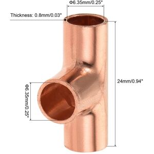 Unique Copper Pipe, Coupling Tee Connecting Adapter with Rolled Tube Stop C x C Solder Connection for Plumbing 6.35mm Unique Copper Pipe, Coupling Tee Connecting Adapter with Rolled Tube Stop C x C Solder Connection for Plumbing 6.35mm