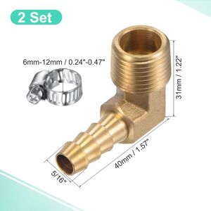 Unique Brass Hose Barb Fittings Elbow NPT Male Thread Right Angle Pipe Connector with Stainless Steel Hose Clamp - Silver 5/16 Unique Brass Hose Barb Fittings Elbow NPT Male Thread Right Angle Pipe Connector with Stainless Steel Hose Clamp - Silver 5/16