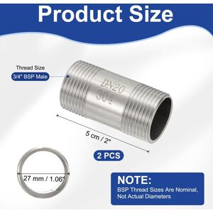 Unique 304 Stainless Steel Pipe Fitting Nipple Cast Pipe for Extending Piping - Silver 3/4 Unique 304 Stainless Steel Pipe Fitting Nipple Cast Pipe for Extending Piping - Silver 3/4