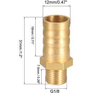 Unique Brass Hose Barb Fitting,Connector Barb Male Pipe Adapter - Yellow 12mm x G1/8 Unique Brass Hose Barb Fitting,Connector Barb Male Pipe Adapter - Yellow 12mm x G1/8
