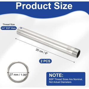 Unique 304 Stainless Steel Pipe Fitting Nipple Cast Pipe for Extending Piping - Silver 3/4 Unique 304 Stainless Steel Pipe Fitting Nipple Cast Pipe for Extending Piping - Silver 3/4