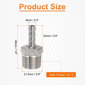 Unique Stainless Steel Hose Barb Fitting Pipe Fitting Air Hose Barb Fittings Coupler Thread Connector Adapter for Water Fuel 8mm Barbed x G 1/2 Unique Stainless Steel Hose Barb Fitting Pipe Fitting Air Hose Barb Fittings Coupler Thread Connector Adapter for Water Fuel 8mm Barbed x G 1/2