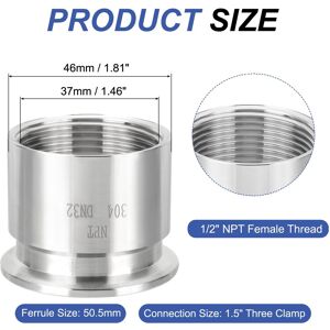 Unique Sanitary Female Threaded Pipe Fitting Three Clamp Ferrule Stainless Steel Sanitary Pipe Fittings Adapter with Gasket 2 Sets 1-1/4 Unique Sanitary Female Threaded Pipe Fitting Three Clamp Ferrule Stainless Steel Sanitary Pipe Fittings Adapter with Gasket 2 Sets 1-1/4