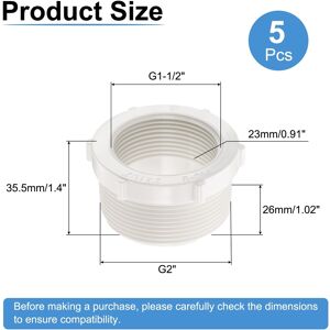 Unique Reducer Bushing Thread Coupling Connectors Pipe Reducer Adapter Fitting - White G1-1/2 Unique Reducer Bushing Thread Coupling Connectors Pipe Reducer Adapter Fitting - White G1-1/2