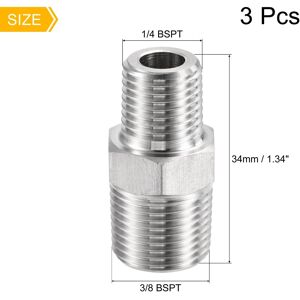 Unique Hex Reducer Pipe Fitting, Connector Adapters - Silver 3/8 x 1/4 BSPT Unique Hex Reducer Pipe Fitting, Connector Adapters - Silver 3/8 x 1/4 BSPT