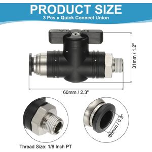 Unique 3Pcs Pneumatic Ball Valve Push to Connect Fitting 5/16 Black 5/16 Unique 3Pcs Pneumatic Ball Valve Push to Connect Fitting 5/16 Black 5/16