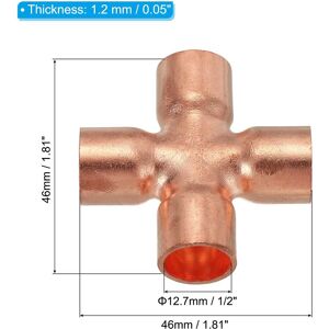 Unique Copper Cross Pipe Fitting, 4 Way Welding Copper End Feed Equal Pipe Connector for Plumbing Air Conditioning Refrigeration Yellow 3Pcs, 1/2 Unique Copper Cross Pipe Fitting, 4 Way Welding Copper End Feed Equal Pipe Connector for Plumbing Air Conditioning Refrigeration Yellow 3Pcs, 1/2