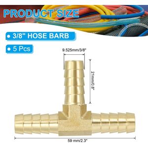 Unique Barb Tee Fitting, 3 Way Union T-Shaped Brass Hose Barbed Fittings Intersection for Water Fuel Air Gas 3/8 Unique Barb Tee Fitting, 3 Way Union T-Shaped Brass Hose Barbed Fittings Intersection for Water Fuel Air Gas 3/8