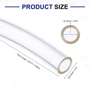 Unique Tubing, Clear Vinyl Water Pipe, Lightweight Plastic Flexible Water Pipe for Aquaponics, Air Hose 16mm x 22mm Unique Tubing, Clear Vinyl Water Pipe, Lightweight Plastic Flexible Water Pipe for Aquaponics, Air Hose 16mm x 22mm