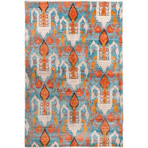 SAFAVIEH Couture Hand-Knotted Luxor Esmira Banana Silk Rug Aqua/Orange 6' x 9' SAFAVIEH Couture Hand-Knotted Luxor Esmira Banana Silk Rug Aqua/Orange 6' x 9'