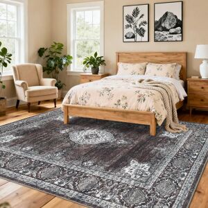 Garvee Area Rugs for Living Room Floral Vintage Soft Non Slip Machine Washable Distressed Rug for Bedroom Dining Room Rust Red 9x12ft Garvee Area Rugs for Living Room Floral Vintage Soft Non Slip Machine Washable Distressed Rug for Bedroom Dining Room Rust Red 9x12ft