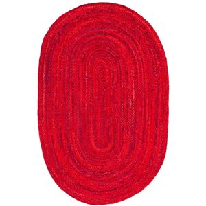 SAFAVIEH Handmade Braided Lilie Country Cotton Rug Red 4' x 6' Oval SAFAVIEH Handmade Braided Lilie Country Cotton Rug Red 4' x 6' Oval