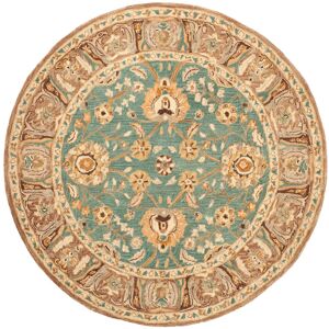 SAFAVIEH Handmade Anatolia Mariah Traditional Oriental Hand-spun Wool Rug Teal/Camel 6' Round SAFAVIEH Handmade Anatolia Mariah Traditional Oriental Hand-spun Wool Rug Teal/Camel 6' Round