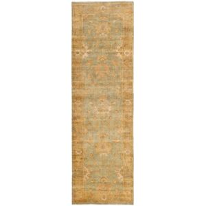 SAFAVIEH Couture Hand-knotted Oushak Mersiha Traditional Oriental Wool Rug with Fringe Dark Green/Brown 3' x 10' Runner SAFAVIEH Couture Hand-knotted Oushak Mersiha Traditional Oriental Wool Rug with Fringe Dark Green/Brown 3' x 10' Runner