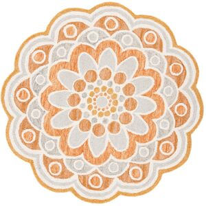 SAFAVIEH Handmade Novelty Nidhi Flower Wool Rug Grey/Rust 4' Round SAFAVIEH Handmade Novelty Nidhi Flower Wool Rug Grey/Rust 4' Round