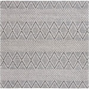 SAFAVIEH Handmade Marbella Sejada Wool Rug Light Grey/Black 6' Square SAFAVIEH Handmade Marbella Sejada Wool Rug Light Grey/Black 6' Square