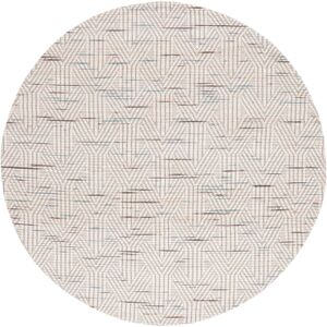 SAFAVIEH Handmade Marbella Norka Modern Wool Rug Blue/Ivory 6' Round SAFAVIEH Handmade Marbella Norka Modern Wool Rug Blue/Ivory 6' Round