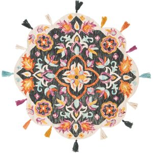 SAFAVIEH Handmade Novelty Kitt Bohemian Floral Wool Rug Blue/Pink 7' Round SAFAVIEH Handmade Novelty Kitt Bohemian Floral Wool Rug Blue/Pink 7' Round