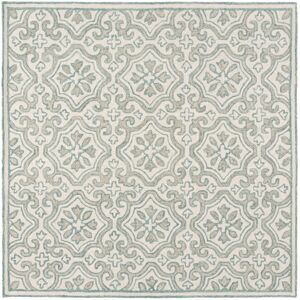 Lauren Ralph Lauren Handmade Elfur Contemporary Wool Rug Teal/Ivory 7' Square Lauren Ralph Lauren Handmade Elfur Contemporary Wool Rug Teal/Ivory 7' Square