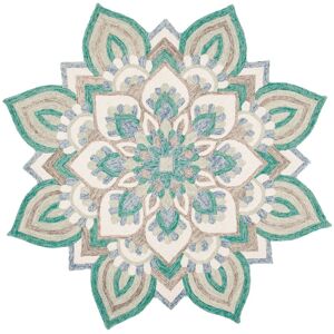 SAFAVIEH Handmade Novelty Hadil Flower Wool Rug Blue/Ivory 6' Round SAFAVIEH Handmade Novelty Hadil Flower Wool Rug Blue/Ivory 6' Round