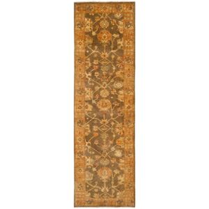 SAFAVIEH Couture Hand-knotted Oushak Aygun Traditional Oriental Wool Rug with Fringe Brown/Rust 3' x 10' Runner SAFAVIEH Couture Hand-knotted Oushak Aygun Traditional Oriental Wool Rug with Fringe Brown/Rust 3' x 10' Runner