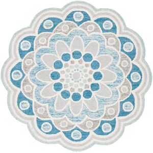 SAFAVIEH Handmade Novelty Nidhi Flower Wool Rug Grey/Blue 4' Round SAFAVIEH Handmade Novelty Nidhi Flower Wool Rug Grey/Blue 4' Round