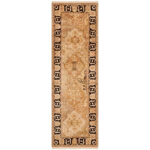 SAFAVIEH Couture Hand-knotted Peshawar Nesrin Traditional Oriental Wool Rug with Fringe Gold/Black 3' x 8' Runner SAFAVIEH Couture Hand-knotted Peshawar Nesrin Traditional Oriental Wool Rug with Fringe Gold/Black 3' x 8' Runner