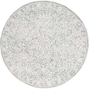 Lauren Ralph Lauren Handmade Olivier Floral Wool Rug Grey/Ivory 7' Round Lauren Ralph Lauren Handmade Olivier Floral Wool Rug Grey/Ivory 7' Round